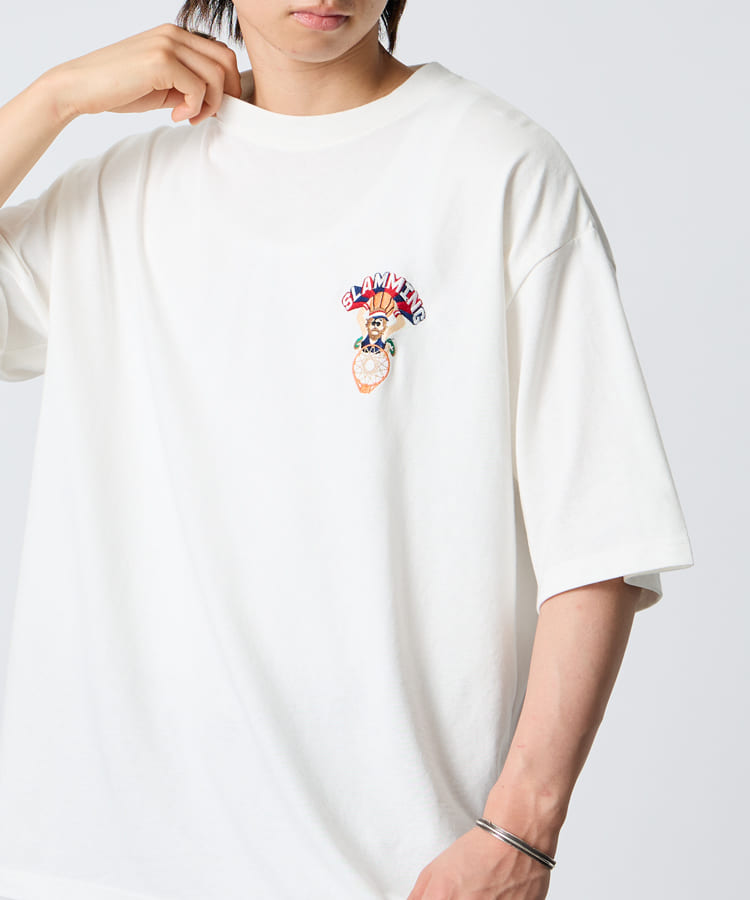 33Degrees [サーティスリーディグリーズ] 髭おじさんサガラ刺繍 半袖Tシャツ [TDR-262-042]