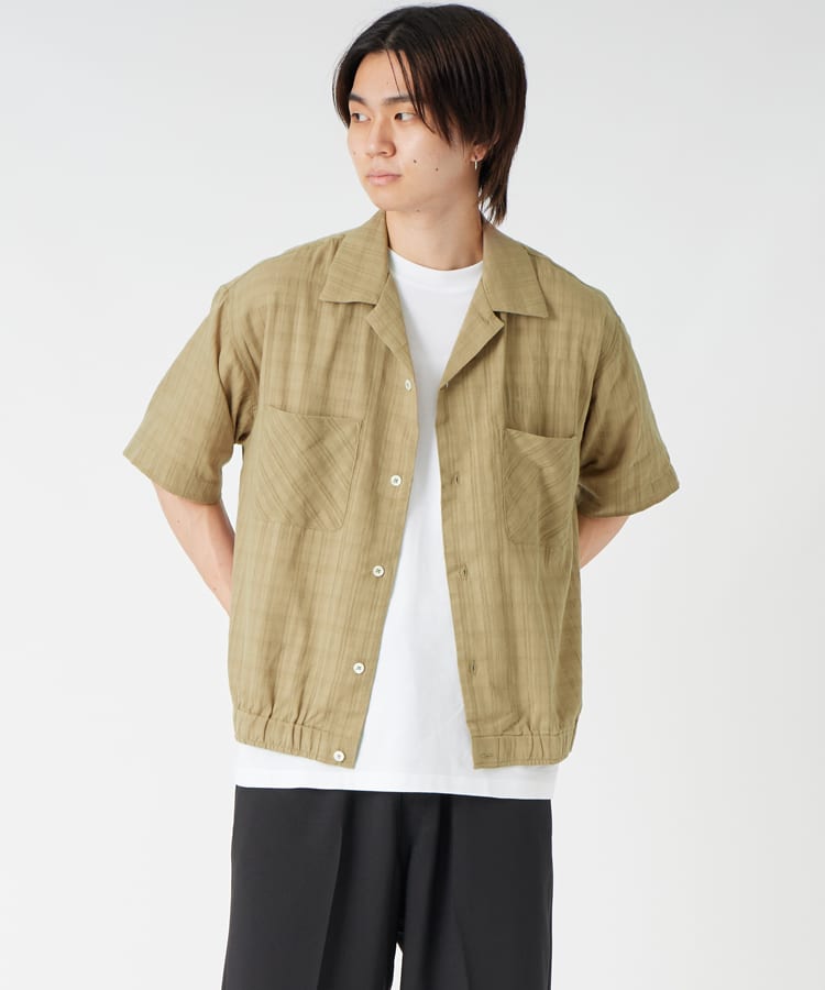 Jeans Factory Clothes [ジーンズファクトリークローズ] シアーエラスティックヘムオープンカラーシャツ [JFC-262-044]