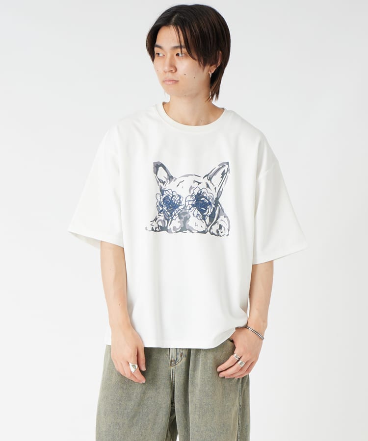 33Degrees [サーティースリーディグリーズ] ショートスリーブポンチ刺繍Tシャツ [26152JF]の着用画像です。