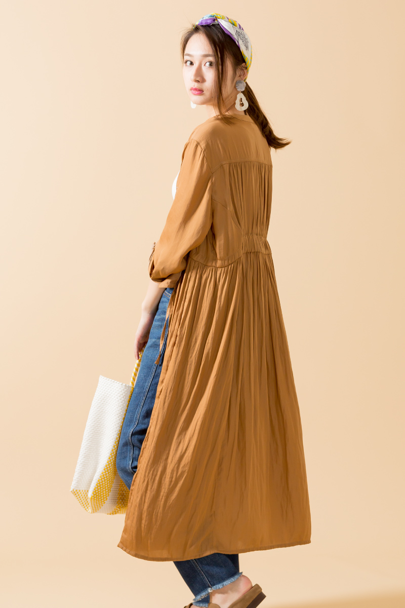 リラックス,レトロ,ワンピース,スカーフ,カゴバッグ,コーデ,カジュアル,2019春夏,JEANS FACTORY,ジーンズファクトリー,通販,セレクトショップ,スタイリング