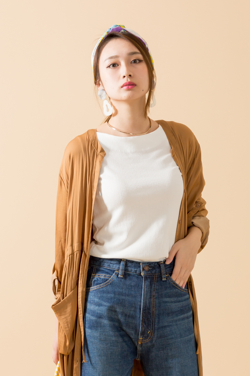リラックス,レトロ,ワンピース,スカーフ,カゴバッグ,コーデ,カジュアル,2019春夏,JEANS FACTORY,ジーンズファクトリー,通販,セレクトショップ,スタイリング