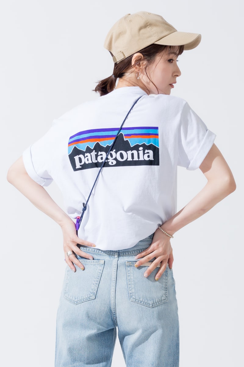 20SS アーバンアウトドアのパタゴニア メンズ P6ロゴ ポケット レスポンシビリティー38512 半袖Tシャツのコーディネート写真です。