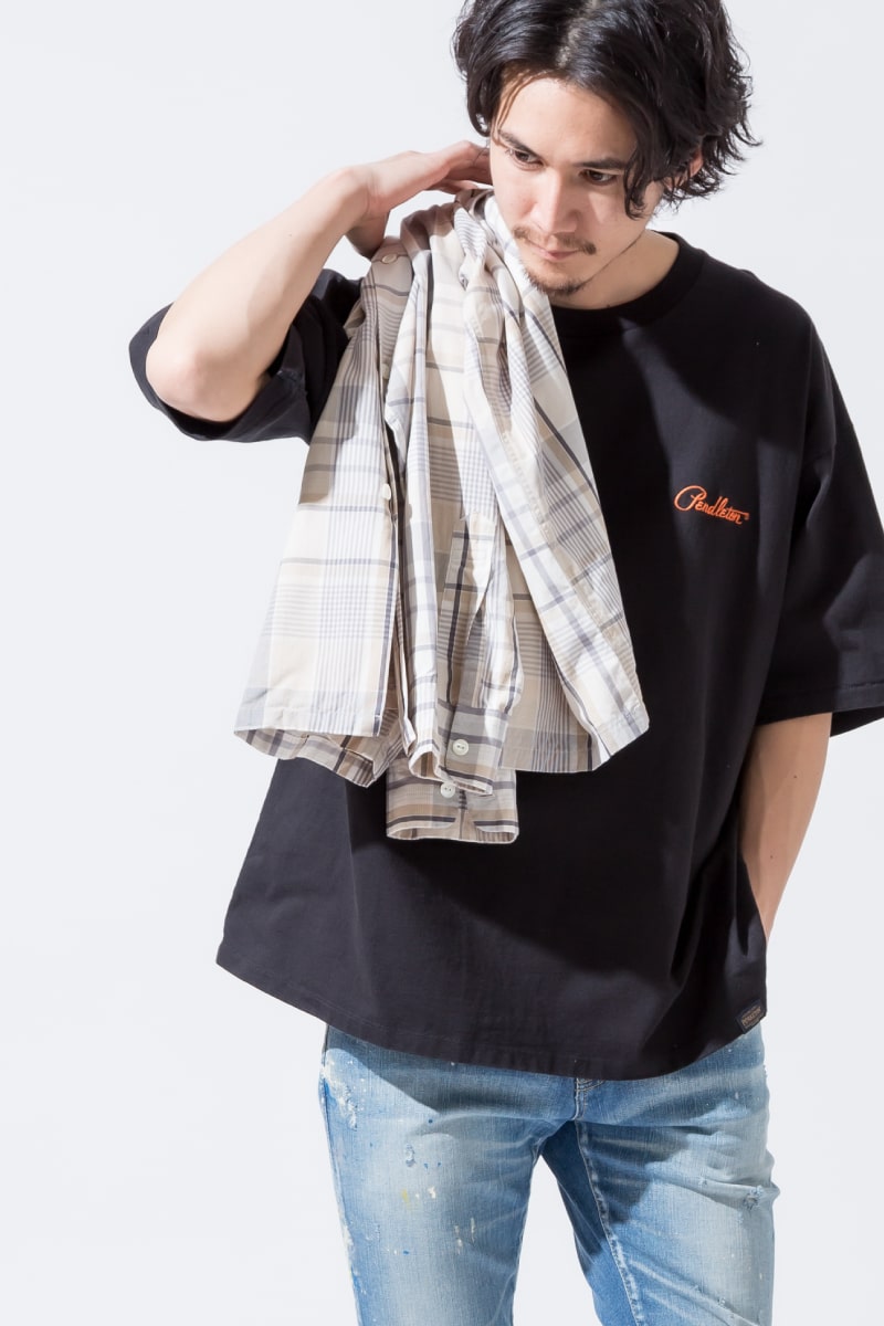 21SS リラックスムードのタウンクラフト、別注 チェックオープンカラーシャツです。