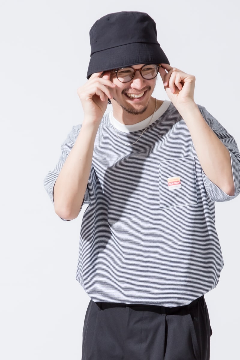 21SS テイストミックスのPAY DAY [ペイデイ] 別注 ロゴ付きリンガーボーダーTシャツです。