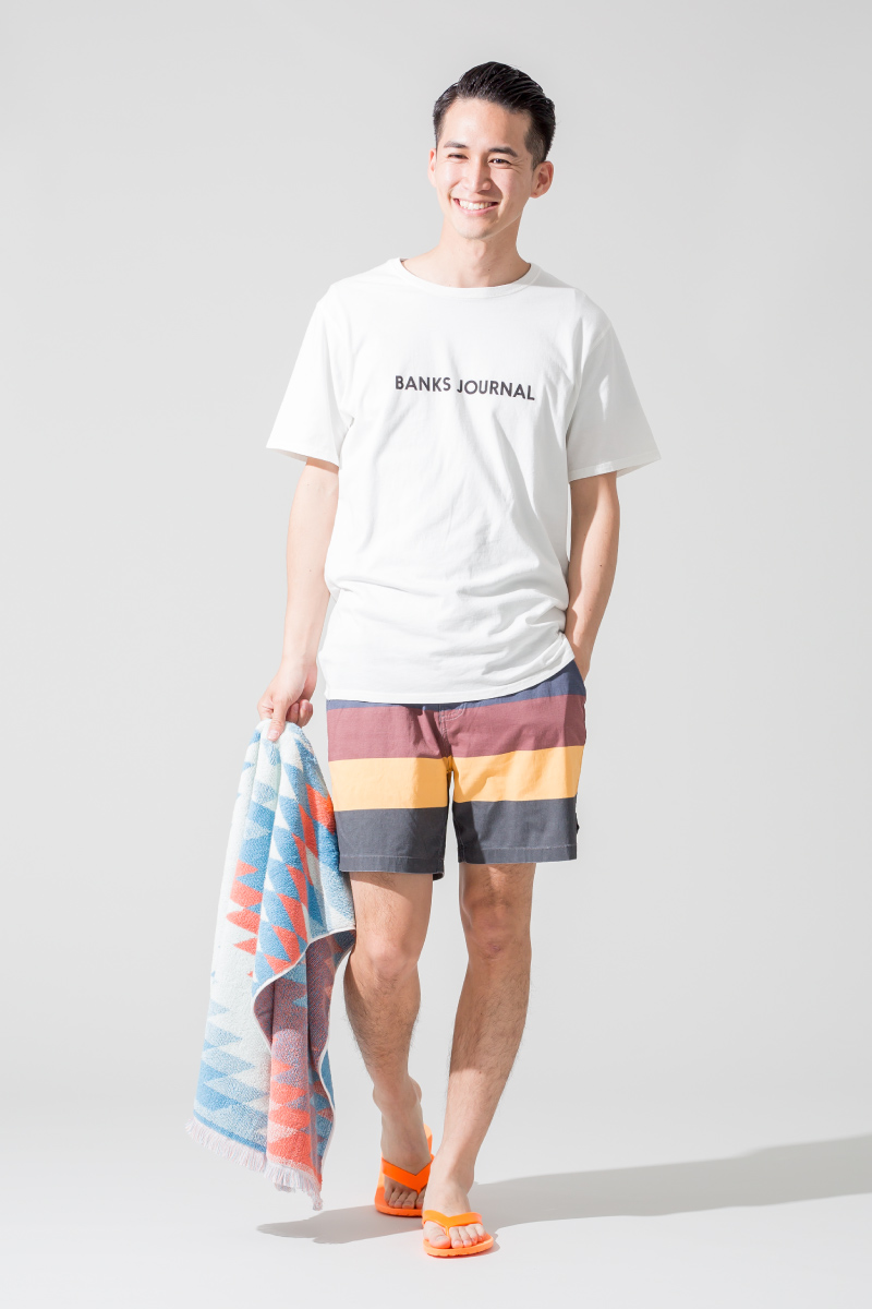 ロゴT,ショーツ,サーフ,サンダル,ビーチスタイル,2018春夏,サマースタイル,JEANS FACTORY,ジーンズファクトリー,通販,セレクトショップ,スタイリング