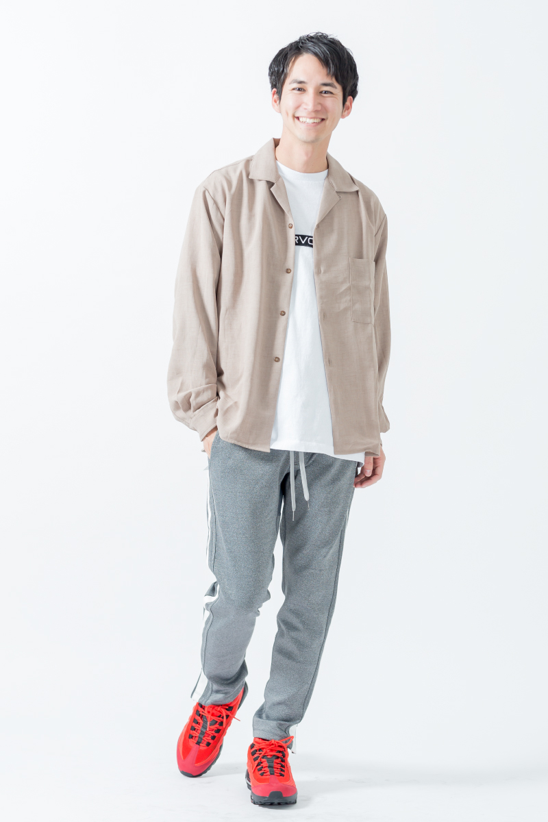 スポーツ,ラインパンツ,プリントT,春アウター,コーデ,カジュアル,2019春夏